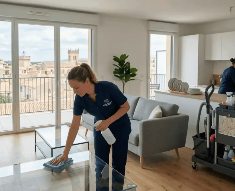 Nettoyage d’un appartement à Montpellier par une agente d’entretien