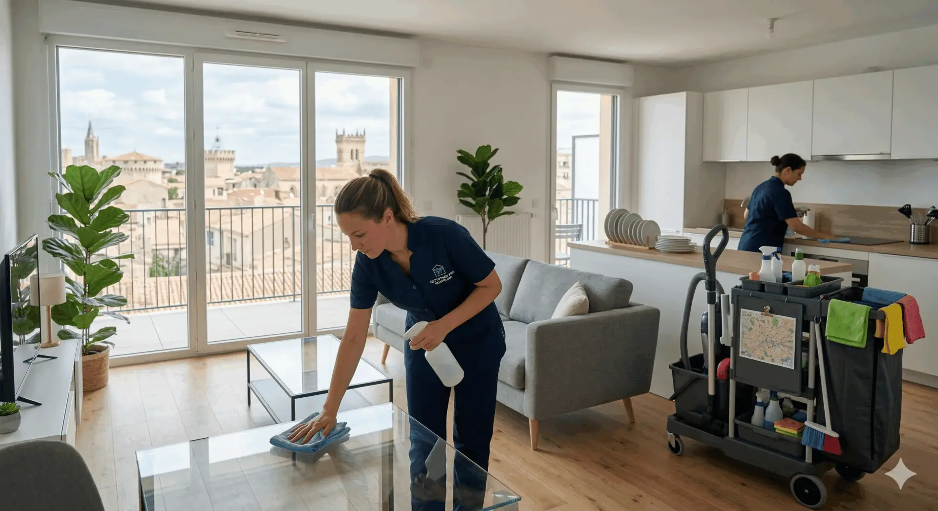 Nettoyage d’un appartement à Montpellier par une agente d’entretien
