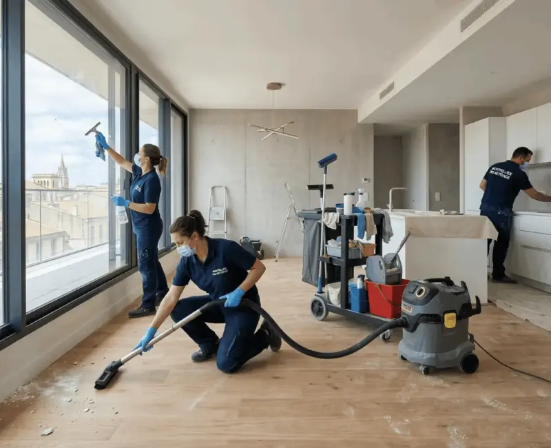 Nettoyage de fin de chantier dans un appartement rénové